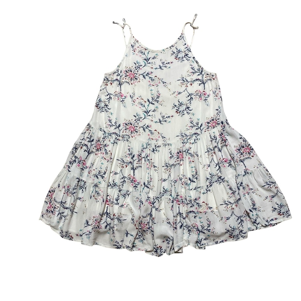 Wet Seal Tiered Dress Women’s XS Floral Oversized Mini Casual Spaghetti Strap